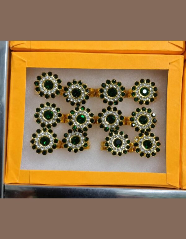 Sunflower Design Emerald Green Finger Rings 12 Pcs
