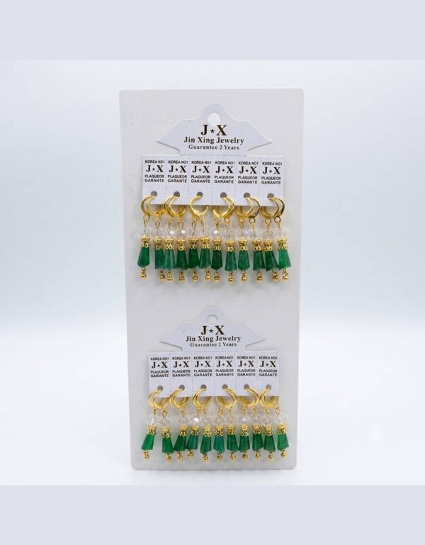 Wholesale Green Tassel Hoop Earrings Display Card