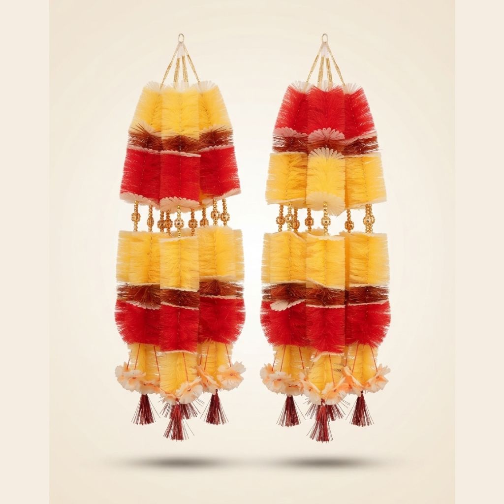 12 Pcs Colorful Handmade Mala Wedding, Mehndi & Festive Decoration