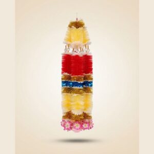 12 Pcs Red, Yellow & White Mala Blue Tinsel Wedding & Festive Decoration