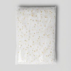 20-Gauge White Net Tulle Fabric with Golden Sequin Dots