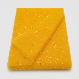 20-Gauge Yellow Net Tulle Fabric with Golden Sequin Dots Wedding Party & Event Decoration
