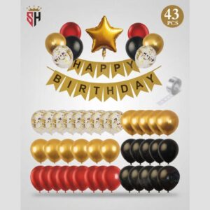 43 Pcs Red and Black, Gold Birthday Decoration Kit