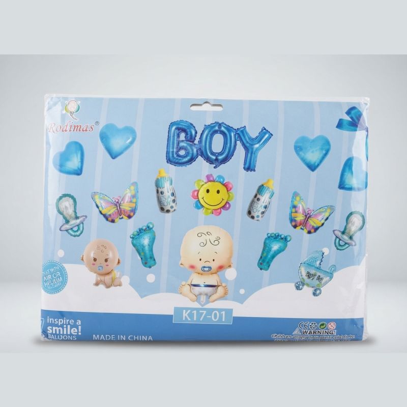 Baby Boy Foil Balloon Set Blue Baby Shower & Newborn Welcome Decoration