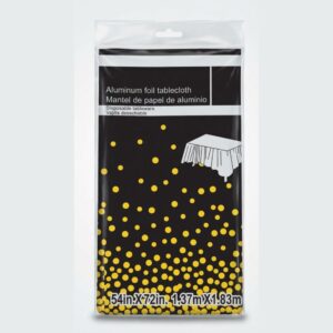 Black & Gold Polka Dot Foil Table Cover 54 × 72 Inches