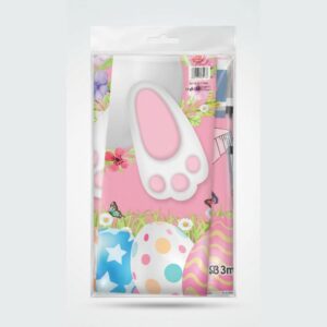 Bunny Feet & Colorful Egg Plastic Table Cover 54 × 72 Inches