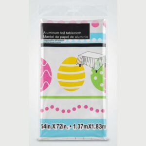Decorated Eggs Foil Tablecloth 54 x 72 Inches