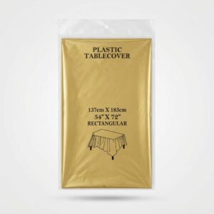 Gold Rectangular Plastic Table Cover 137 cm x 183 cm