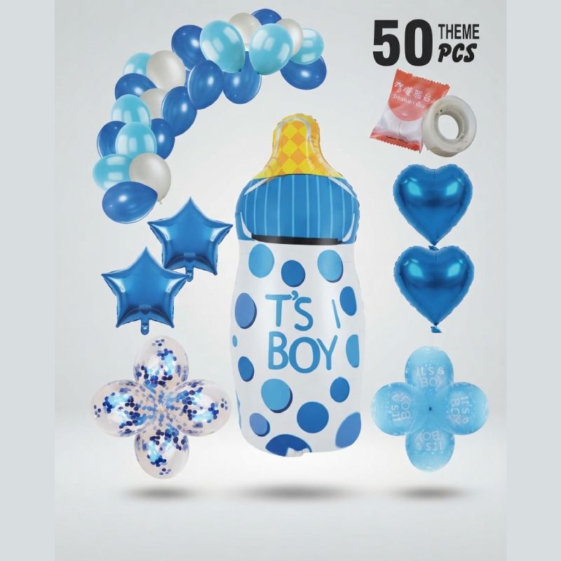It is a Boy Baby Feeder Foil Balloon Set