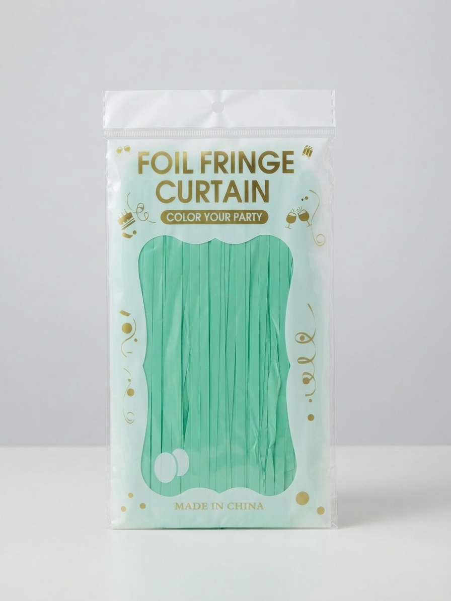Light Green Foil Fringe Curtain Party Backdrop