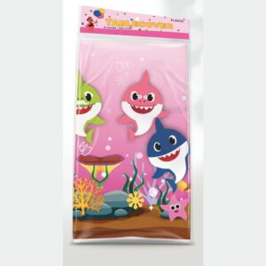 Pink Baby Shark Plastic Table Cover for Kids' Birthday Party