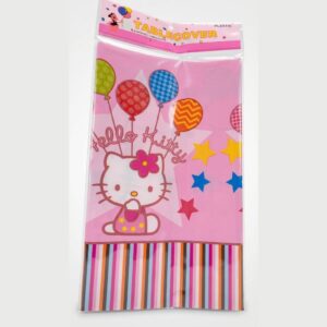 Pink Hello Kitty Plastic Table Cover Rainbow Balloon Design