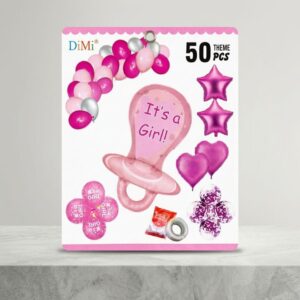 Pink It’s a Girl Pacifier Balloon Decoration Baby Girl Foil & Latex Balloons Lawat Co.