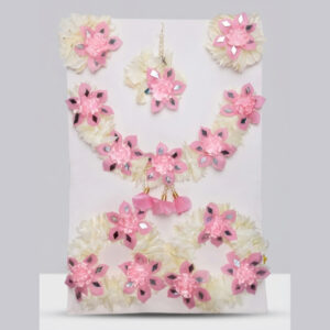 Pink & White Artificial Floral Jewelry Set