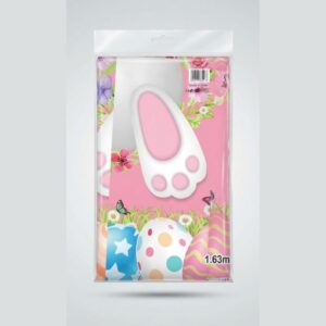 Pink & White Easter Bunny Feet Plastic Table Cover for Party Decoration