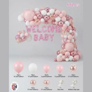 Pink & White Welcome Baby Balloon Arch Kit