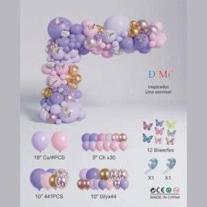 Purple & Pink Butterfly Balloon Arch Garland Kit Birthday Party Decoration