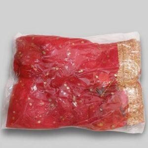 Red Net Bridal Dupatta with Gold Lace Border Wedding Dupatta
