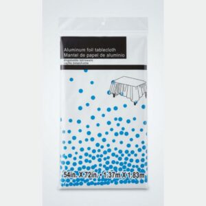 White & Blue Polka Dot Disposable Table Cover 54 × 72 Inches