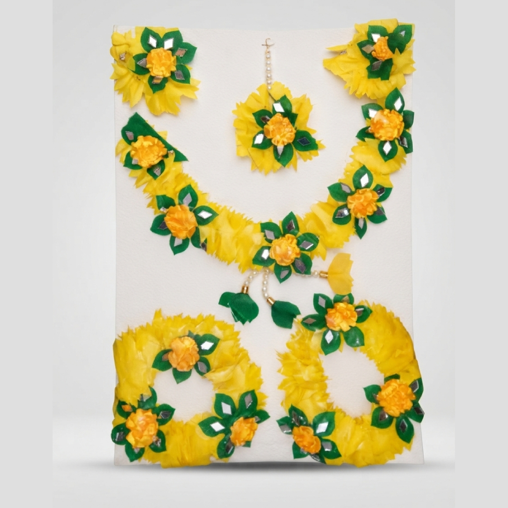 Yellow Artificial Floral Jewelry Set