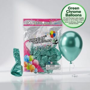10-Inch Green Chrome Latex Balloons for Birthday and Party Decoration