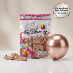10-Inch Metallic Rose Gold Latex Balloons for Birthday & Wedding Decoration
