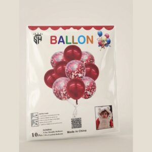 10-Piece Red Metallic & Confetti Decorative Balloons Set