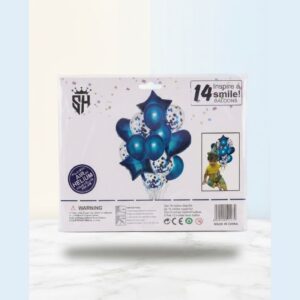 14-Piece Blue Confetti & Star Foil Balloon Set Party Decoration