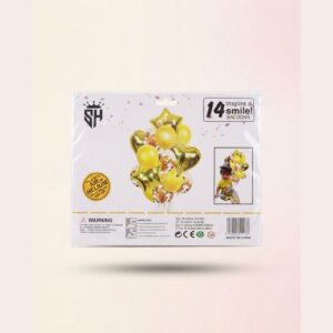 14-Piece Golden Confetti Balloon Set Gold Star, Heart & Metallic Balloons