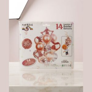 14-Piece Rose Gold Confetti Decorative Party Balloons Set Star & Heart Foil