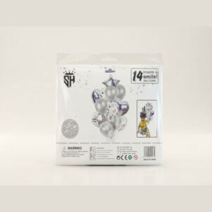 14-Piece Silver Star, Heart & Confetti Balloons Set for Party Decoration