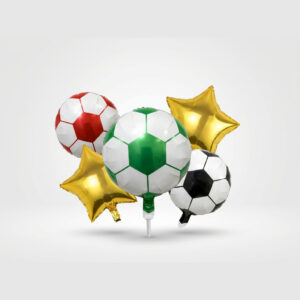 5-Piece Football Soccer Foil Balloon Set Green & Gold Birthday Decoration