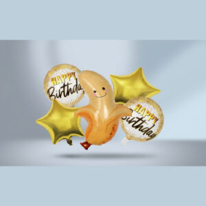 5-Piece Smiling Banana & Star Foil Balloon Set Fun Birthday Decoration Balloons