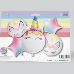 5-Piece Unicorn Foil Balloon Set Magical Birthday Decoration Balloons