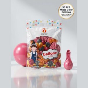 50 Pcs Mixed Color Metallic Chrome Latex Balloons for Birthday and Party Decoration