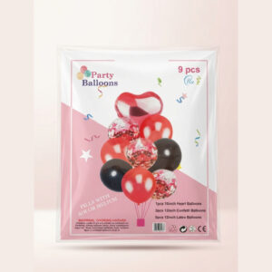 9-Piece Red, Black & Confetti Party Balloons Decoration Set