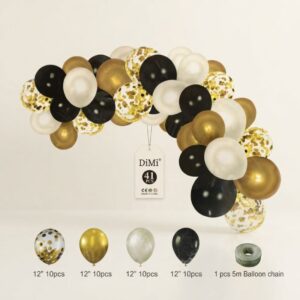 Black Gold & White Party Balloon Arch & Garland Kit 41 Pieces Lawat Co.