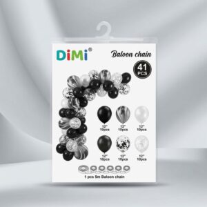 Black White & Marble Balloon Chain Set 41 Pieces Lawat Co
