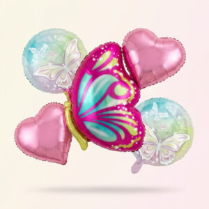 5-Piece Pink Garden Butterfly Balloon Set Butterfly Theme Birthday Decoration Balloons