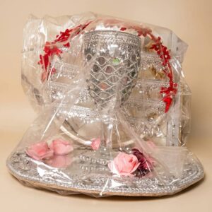 Doodh Pilai Glass & Mirror Tray Set for Wedding Ceremonies