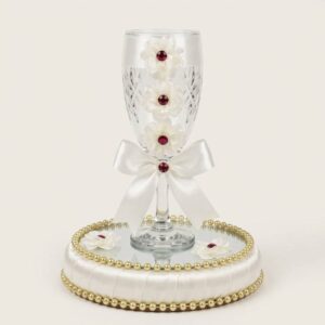 Handcrafted Doodh Pilai Glass & Mirror Tray Set for Pakistani Weddings