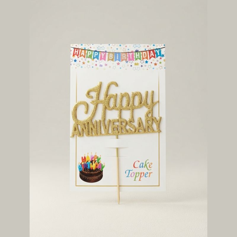 Happy Anniversary Cake Topper Glitter & Acrylic Anniversary Cake Decoration