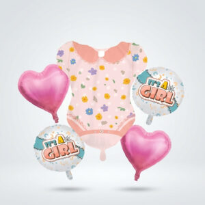 It’s a Girl Romper Foil Balloon Set Pink Baby Shower Decoration