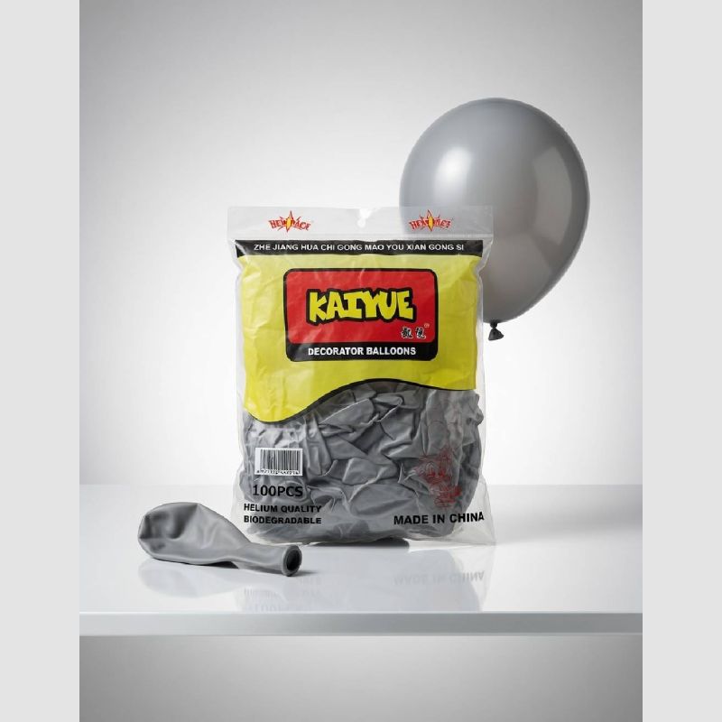 Kaiyue Metallic Silver Grey Decorator Balloons 100 Pieces