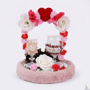 Luxury Doodh Pilai Glass and Mirror Tray Set