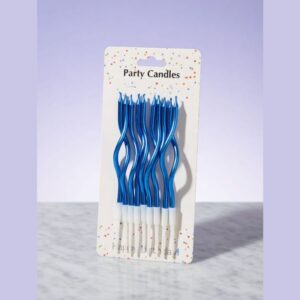 Metallic Blue Spiral Birthday Candles Pack of 10 Wavy Cake Candles