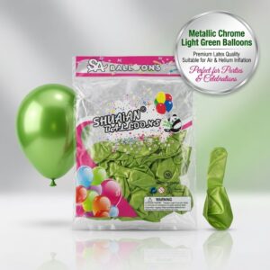 Metallic Chrome Light Green Balloons Pack of 50 Glossy Latex Party Balloons