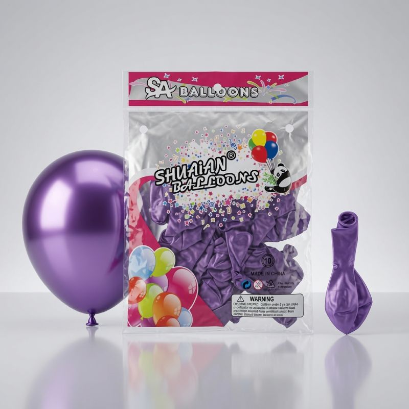 Metallic Chrome Purple Latex Balloons for Birthday and Party Decoration