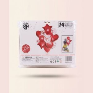 Red 14-Piece Inspire a Smile Balloons Set Star Heart & Confetti Balloons