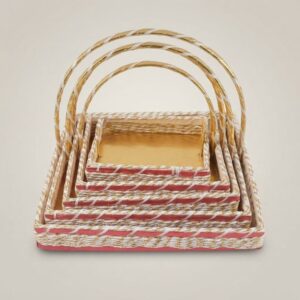 Set of 5 Nested Square Gift Baskets with Arched Handles for Weddings & Events